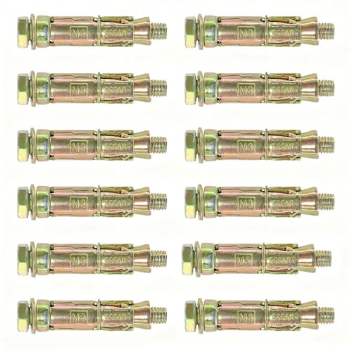 DAIRYCOF 12PCS Heavy Duty Anchor Bolts M8×60mm-Expansion Concrete Screws for Masonry Brick Wall Fixings