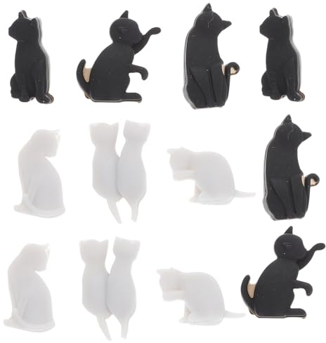 FUNNETOYU 12 piezas Marcadores de Copas Vino Silicona Gato Diseño Identificador Reutilizable Antideslizante para Fiestas Hogar Color