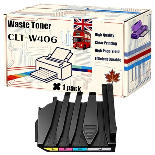 Compatible for Samsung CLT-W406 Waste Toner Container for Samsung SL-C430 CLX-3305FW CLX-3305W SL-C430W SL-C410W Printers, Up to 7000 Pages Yield, Clear Text and Images (1 Pack Black)