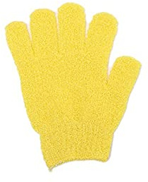 JINGYAN Sink Drain Stopper 5PCS Exfoliating Gloves Shower Body Brush Fingers Bath Towel Peeling Mitt Scrub Sponge Spa(Yellow)