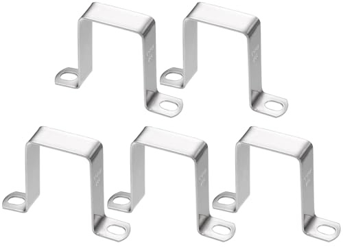 sourcing map 5 abrazaderas de tubo cuadradas de 40 x 60 mm, acero inoxidable 304, hebilla de tubo cuadrada en forma de U, conector de puntal para cable de manguera de tubo, color plateado