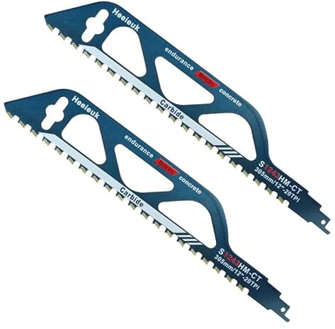 Heeieuk Säbelsägeblätter Hartmetall Sägeblatt Professionelle Stein Sägeblätter zum Schneiden von Ytong-Steine Holz Roter Ziegelstein Belüfteter Ziegel Porenbeton Zementplatte(S1243-2PCS)