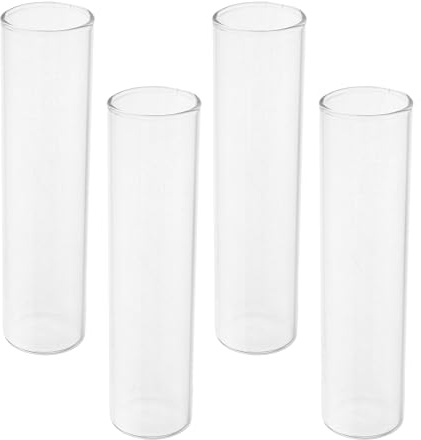 ANDRESLAD Set 4 Vasi Provetta in Vetro Trasparente Supporto in Legno Porta Fiori e Piante per Coltivazione in Acqua Decorazione Casa e Tavolo Design Creativo e Minimalista
