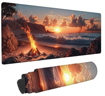 Alfombrilla Ratón XXL Grande Gaming Mouse Pad 1600 x 800 mm, Impermeable Antideslizante Mousepad, Lavable, Alfombrilla Escritorio con Base de Caucho para Gamers, PC y Portátil - (Sunset playa) G-792