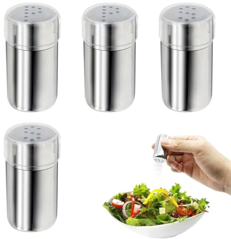 UIEXEA 4 Pièces Mini Salière pour les Déplacements, en Acier Inoxydable, Petite Salière avec Couvercle, Bouteilles d'épices de Voyage