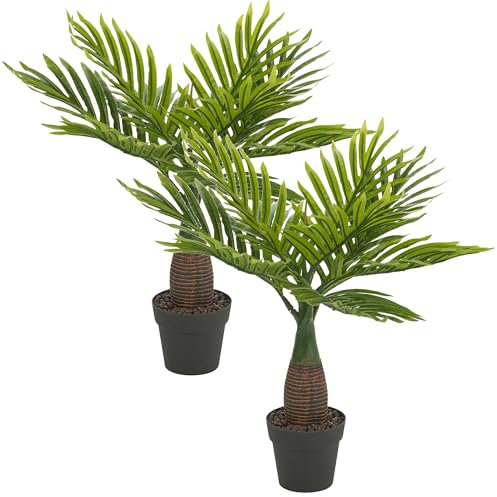 URBNLIVING 2x Artificial Feather Leaf Palm Tree Pots
