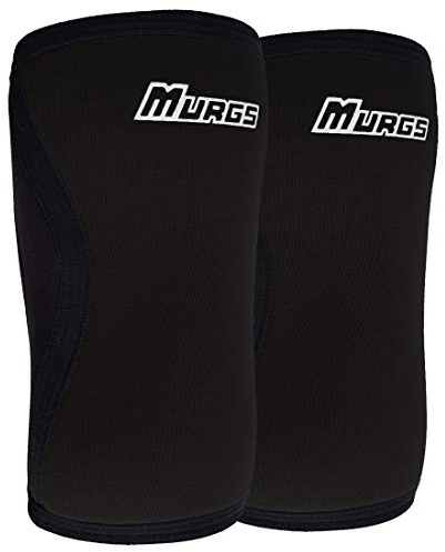 Murgs Coppia di ginocchiere Manica a compressione da 7 mm per supporto in Crossfit, sollevamento pesi, squat, powerlifting, ginocchiere per uomini/donne (nero, X-Grande)