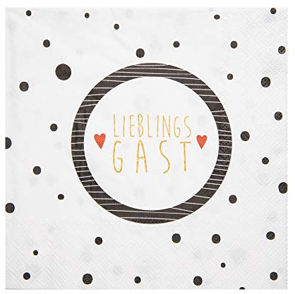 Räder - Dining - Serviette/Papierserviette - Lieblingsgast -Weiß/Schwarz - 33x33cm