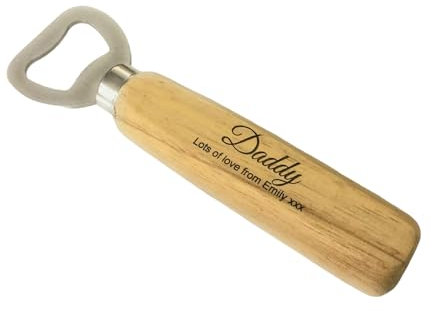 Personalised Wooden Handle Bottle Opener - Any Message Engraved