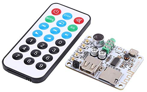 Amplificador de Audio Bluetooth, Reproductor MP3 con Decodificador, USB/TF/FM, Control Remoto y Micrófono