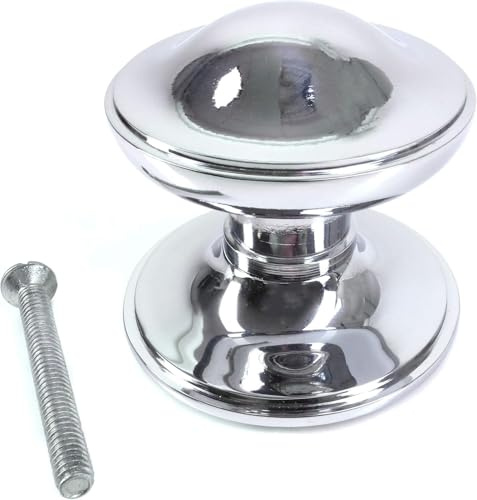 Polished Chrome Centre Knob - 70mm Round Fixed Door Pull