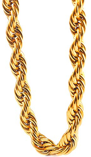 IFIX Cross Long Heavy Big Gold Rope Chain Men Necklace 11mm Hip Hop Jewelry Waterproof and Tarnish-Resistant Classic 80s 90s 00s Chunky Gold Chain Perfect for Costume Themed Parties and Daily Wear, 31