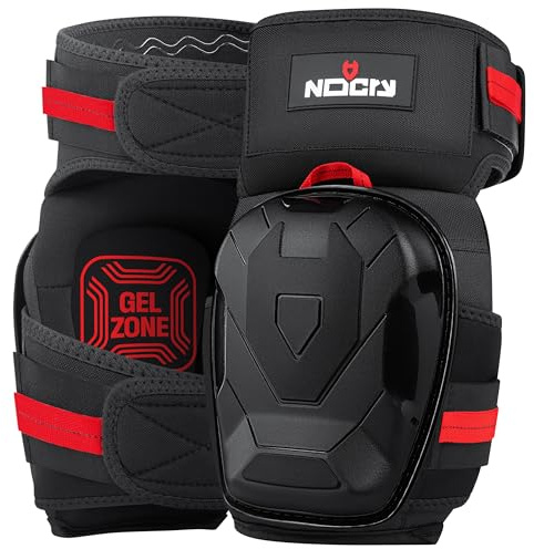 NoCry Professional Work Knee Pads for Men Construction with Ankle Support and Heavy Duty Anti-Slip Cap — Foam Cushion and Extra Thick Gel Padding — Reinforced Thigh & Shin Straps