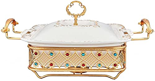 JINCAN Chafing Dishes Buffet Food Warmer,Chafing Dishes Food Pans， Square Ceramic Buffet Stove, with Ceramic Pot Ceramic Lids, Multi-Purpose Household Soup Dry Pot Tableware