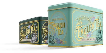 New English Teas Vintage Victorian Tea Tin with 40 English Afternoon teabags & Vintage Victorian Tea Tin with 40 English Breakfast teabags