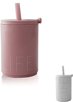 Design Letters Travel Auslaufsicherer Becher | Trinkbecher mit Deckel und Strohhalmen 330ml | Wiederverwendbarer Kaffeebecher | Kaffeebecher | Reiseausrüstung für heiße Getränke BPA-frei