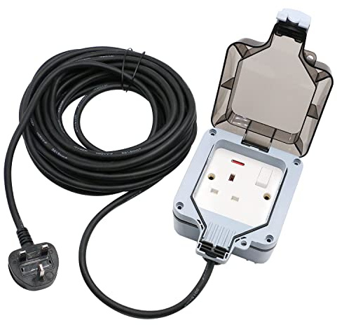 Mscien Outdoor Waterproof Extension Lead 20M Extra Long Extension Cord IP66 Waterproof Extension Cable 1 Gang Garden Extension Lead Outside Use Single Switched Weatherproof Outdoor Sockets