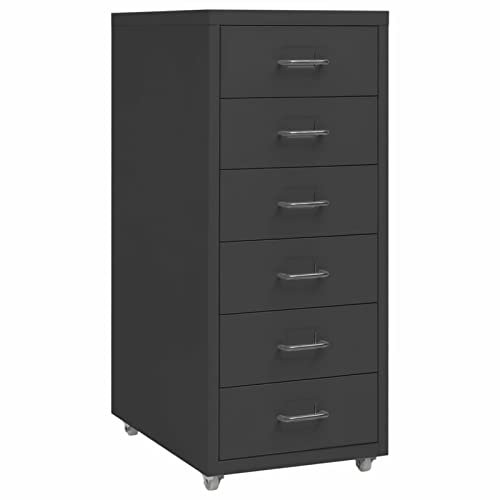 ZEYUAN Aktenschrank mit Rollen, Metallschrank, Aktenregal, Werkzeugschrank, Büroschrank, Lagerschrank, Ordnerschrank, Anthrazit 28x41x69 cm Metall