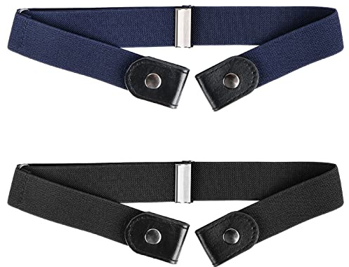 Encuryna 2 Stück Gürtel ohne Schnalle Damen，Elastischer Gürtel Unsichtbarer Gürtel für Damen Herren, Plus Size Keine Schnalle Unsichtbarer Gürtel für Jeans Hosen