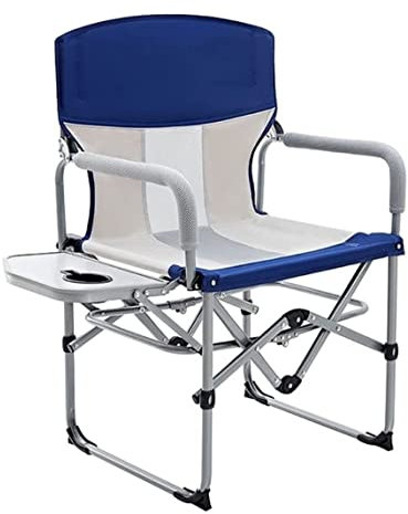 Campingstuhl Klappbar Klappstühle Camping Outdoor-Klappstuhl Tragbarer Campingsessel Hochwertiger Schwerkraft-Ergonomie-Stuhl Für Schwere Menschen Mit Tisch Angelstuhl Camping Stuhl Klapp (Color : Bl