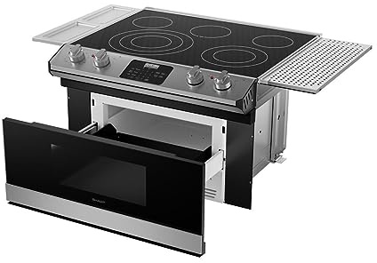 SHARP STR3065HS 30 Inch Smart Rangetop with 4 Cooking Zones, Microwave Drawer Oven, Triple & Double Heater, Warming Zone, Sensor Cook, and Metal Rotary Knobs/Glass Touch Panel