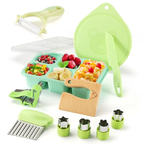 Kindermesser 11-teiliges Kinder-Küchenmesser-Set zum Schneiden und Kochen von Obst oder Gemüse für Kleinkinder, inklusive Schäler Sicherheit Messer ab 2 jahre Geschenksets für Kinder(Fisch)