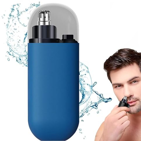Nasenhaartrimmer Nasenhaarschneider Ohrhaarschneider, USB Wiederaufladbar Tragbarer Nasenhaartrimmer, Doppelklingen schmerzfreier Augenbrauen und esichtshaartrimmer für Männer und Frauen (Blau)