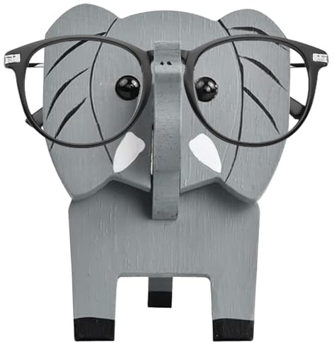 BRIOTA Elefantenförmiger Brillenhalter, Tier-Brillenständer, 3D-Puzzle-Brillenhalter-Ständer, Holz-Brillenhalter, Sonnenbrillen-Display-Rack für Zuhause, Büro, Schreibtischdekorationen