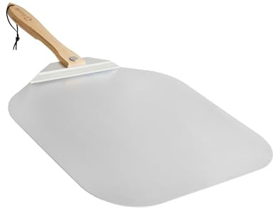 Chef Pomodoro Pizzaschieber aus Aluminium, 45,7x50,8 cm | Einklappbarer Holzgriff, für Hausgemachte Pizza und Brot