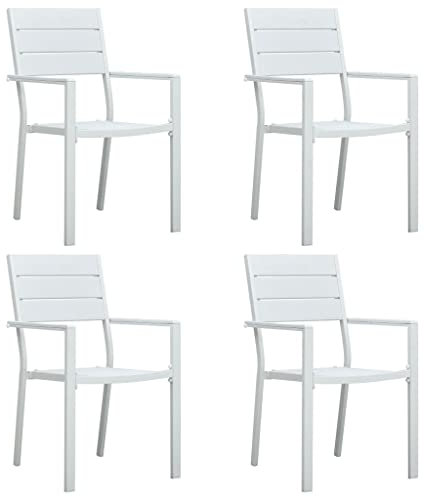 AJSEOYBS Gartenmöbel,Terrassenstühle,Atmungsaktive Gartenmöbel,Gartenstühle 4 STK. Weiß HDPE Holz-Optik,Comfy Lounge Chair, Outdoor Möbelfür Rasen, Garten, Balkon im Freien usw