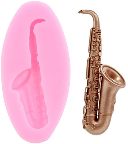 XMOLDNMS Saxophone Silicone Mould Musical Instruments Fondant Moulds for Cake Decoration Cupcake Topper Candy Chocolate Polymer Clay Gum Paste