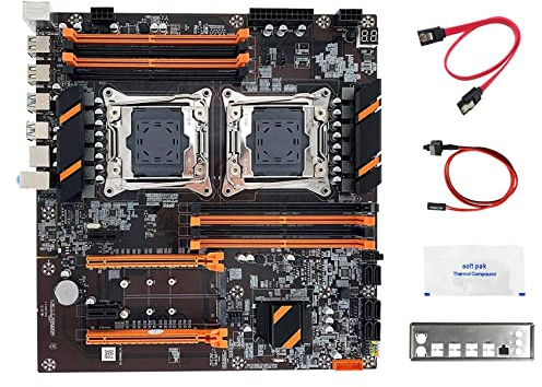 DIioee Scheda Madre X99 Dual CPU + SATA + Interruttore + Deflettore + Grasso Termico LGA 2011 DDR4 Supporto Scheda Madre CPU 2011-V3