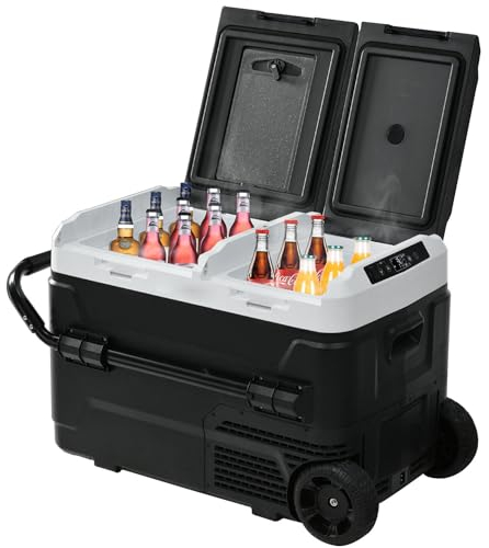 Qiang Glaciere Portable Réfrigérateur Voiture Congélateur 12/24v DC Et 100-240v Double Zone avec Contrôle De Température Indépendant -20 à 20 ℃,pour Maison,Dortoir ou Pique-Nique en Plein Air