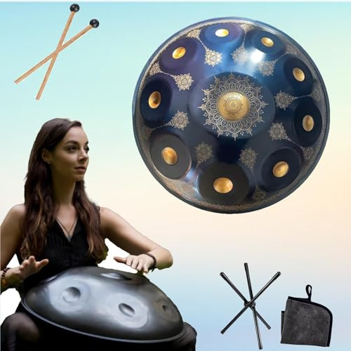 Tamburo Per Lingua Handpan - Tamburo A Percussione In Acciaio, Strumento Per Handpan Da 22 Pollici Mandala Tank Drum Strumento A Percussione In Acciaio Con Borsa Da Viaggio 440 Hz(A,12Notes)