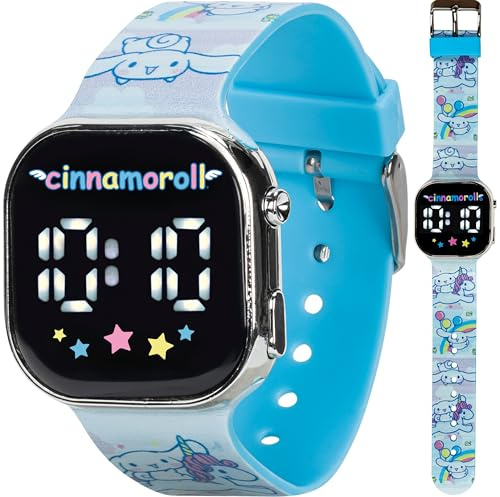 Cinnamoroll Kids Watch – LED Display, Square Case, Adjustable Plastic Strap, Collectible Tin – Perfect for Girls Who Love Cute Characters