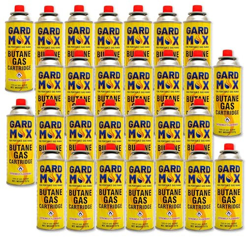 KMJ 28 Pack Butane Gas Canister– Premium Gas Canister for Camping Stove- Adjustable Camping Gas Canisters- Weed Burner Butane Gas - Camping Gas Canister for Cooking, BBQ etc (28 Pack)