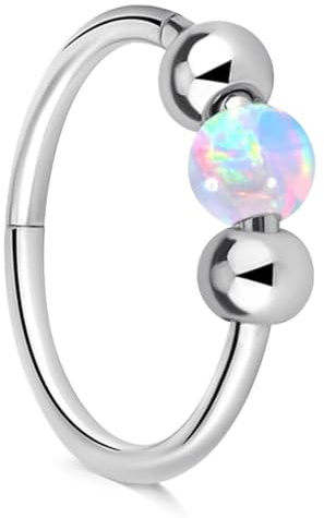 AceFun Nasenpiercing Ring Hoops Nasenpiercing Silber Opal Nase Piercings Schmuck Edelstahl Silber Septum Hoop Nose Ring für Frauen 18G Scharnier Helix Rook Conch Knorpel Daith Tragus Ohrring