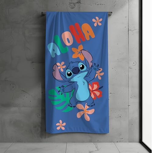 MTOnlinehandel Kinderbadetuch, 70x140cm, 100% Baumwolle, weiches, saugfähiges Stitch Handtuch, Strandtuch, Geschenk für Jungen und Mädchen