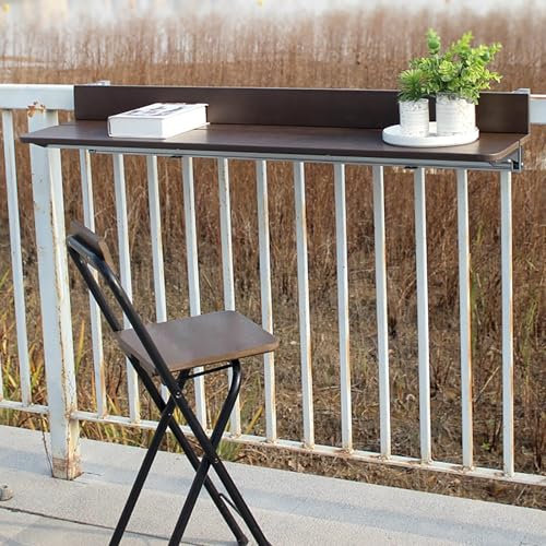 PQXQZ Klapptisch Balkonhängetisch Klappbarer Hängetisch für Den Balkon Wasserdichter Hängetisch Balkon mit Barhocker(120cm/47in)