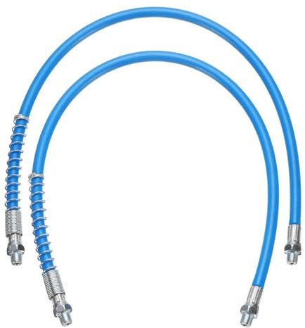 sourcing map 2Pcs Grease Gun Hose 23.6 10000 PSI Spring Flex High Pressure Quick Release Grease Replacement with Coupler 1/8 NPT Threads for Grease Gun, Blue