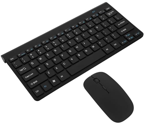 Set Tastiera e Mouse Wireless Nero 78 Tasti Abs Silenzioso | 2 Pezzi, USB Receiver Incluso, Digitazione Confortevole, Uso Quotidiano e Viaggi di Lavoro