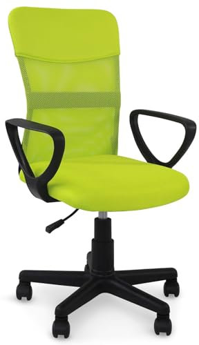 IDIMEX Bürodrehstuhl Jogo höhenverstellbar, grün - ergonomischer Schreibtischstuhl mit Armlehnen, Drehstuhl mit atmungsaktivem Mesh Stoffbezug, Stuhl für Büro und Home Office