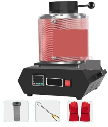 NGBFF Rock Tumbler Kit, Four de d'or, creuset en Graphite 1500W for Outil de de Bijoux en Aluminium, arnt, cuivre et Aluminium,Outils de Bricolage(2KG Red)