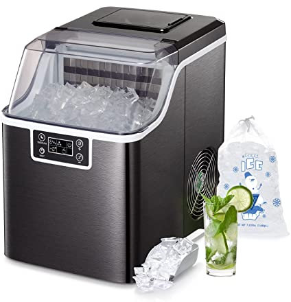 Countertop Ice Maker Machine - Nugget Ice Maker with Self-Cleaning, 35Lbs of Ice Per Day, Pellet Ice Maker for Home/Office/Bar/Party