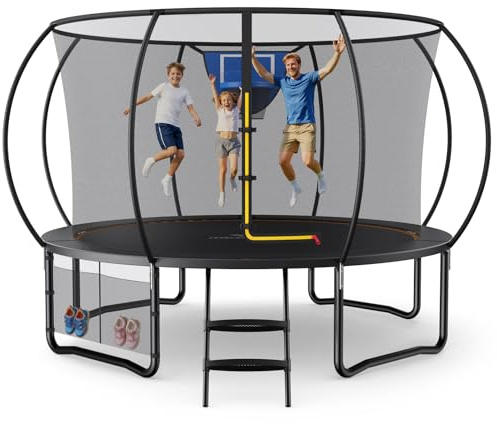 MERACH Trampolin Outdoor Ø 183 cm/244 cm/305 cm/366 cm/427 cm/488 cm | Outdoor Gartentrampolin,Familien-Gartentrampoline mit Sicherheitsnetz,verstärktem Stahlrahmen,bis zu 150kg