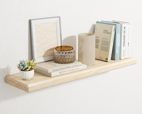 Axeman 36Inch Natural Wood Floating Shelves, Natural Color, Set of 1