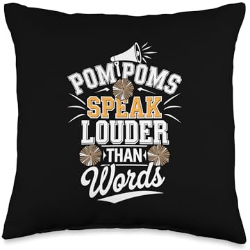 Pom Poms Speak Louder Than Words Cheerleader Cheerleading Throw Pillow