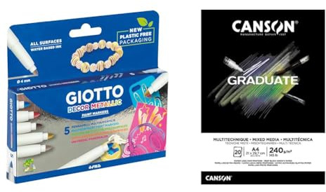 GIOTTO Bundle Decor Fasermaler und Canson Graduate Mix Media Notizblock