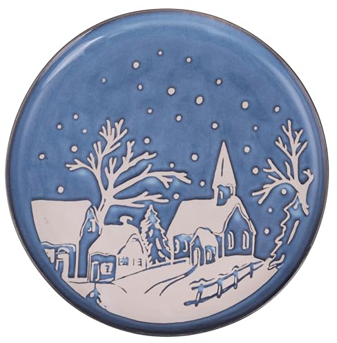 Lot de 6 assiettes plates en grès 26,5 cm, décoration de Noël, Winter Village