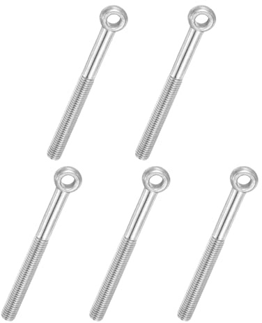 PATIKIL 5 Pcs Tornillo Ojo Giratorio Con Hombro M10x90mm 304 Acero Inox Métrico Media Roscado Ojo Pescado Agujero Deslizante Perno Arrastre Sujetadores Metálicos Tornillos Plateado